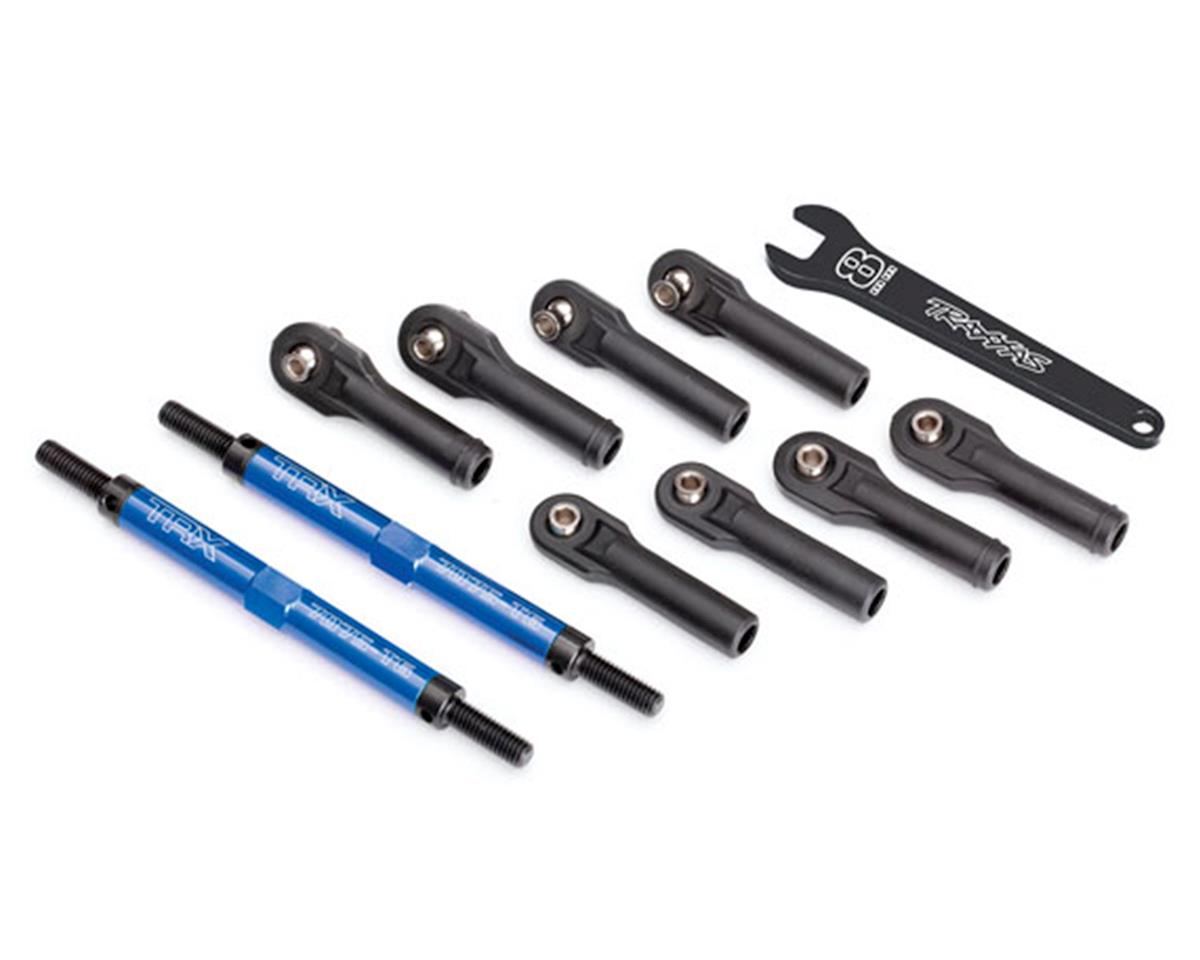 Traxxas Toe links, E-Revo VXL (TUBES blue-anodized, 7075-T6 aluminum, stronger than titanium) (144mm) (2)/ rod ends, assembled with steel hollow balls (8)/ aluminum wrench, 10mm (1) TRA8638X