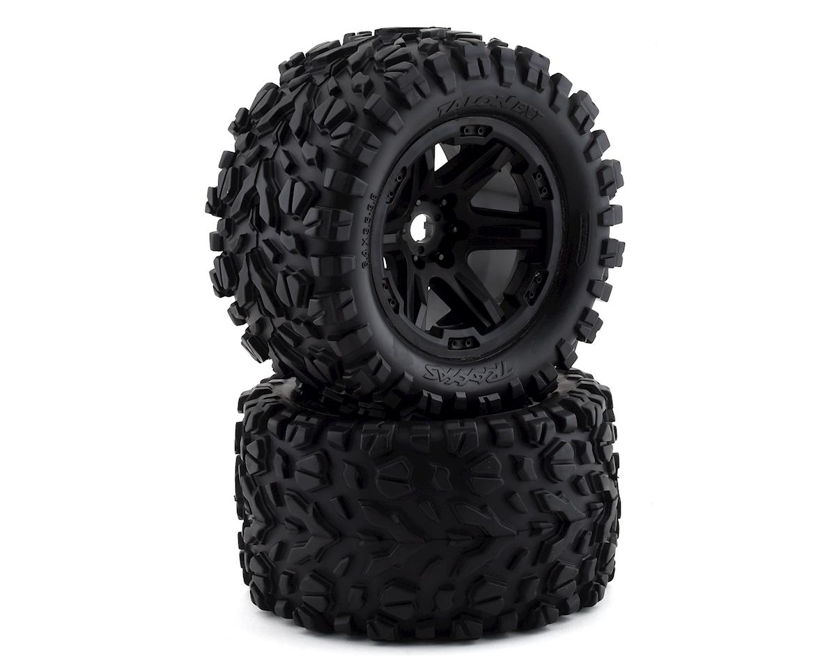 Traxxas Tires & wheels, assembled, glued (black Carbide wheels, Talon EXT tires, foam inserts) (2) (17mm splined) (TSM rated) TRA8672
