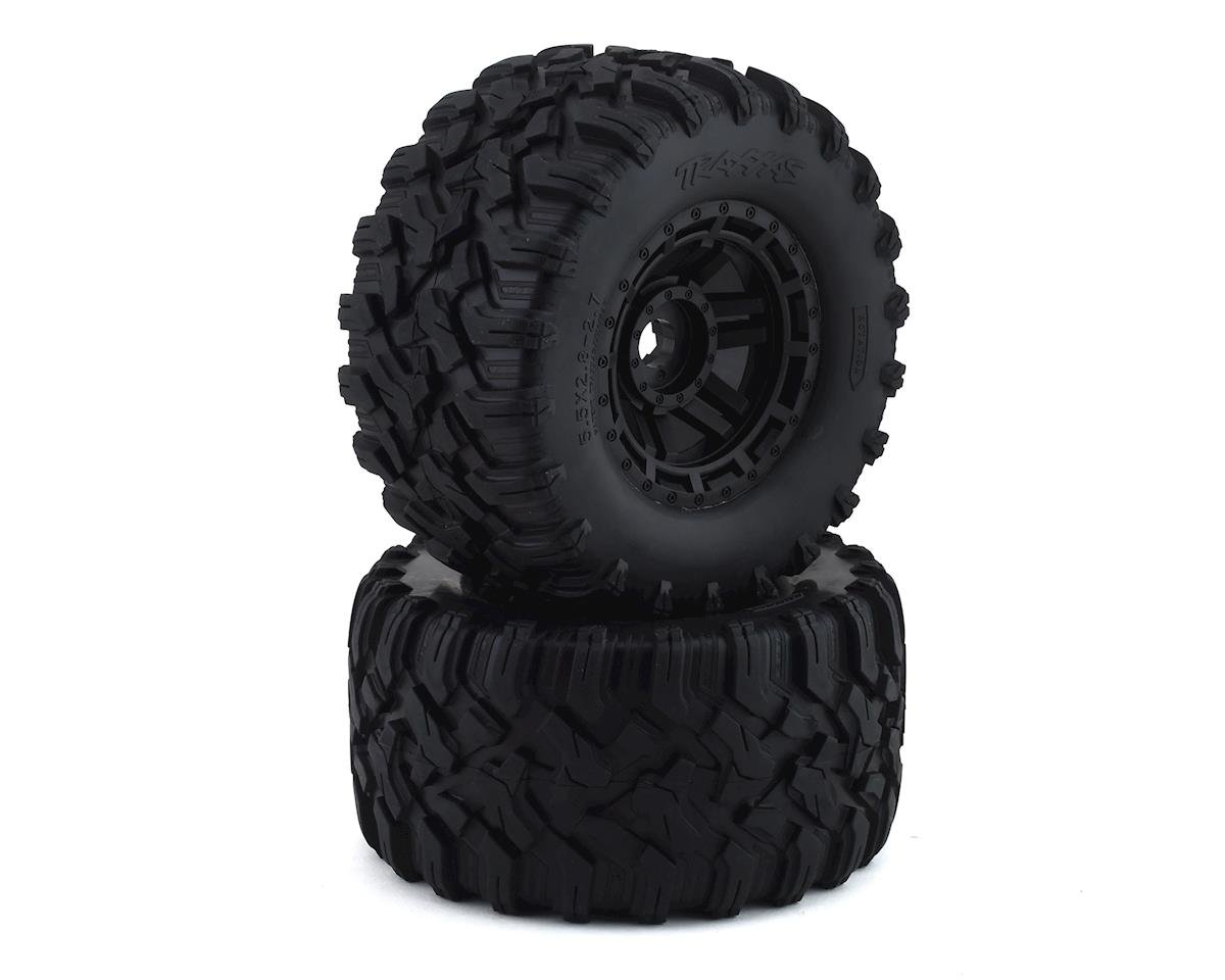 Traxxas Tires & wheels, assembled, glued (black wheels, Maxx All-Terrain tires, foam inserts) (2) (17mm splined) (TSM rated) TRA8972