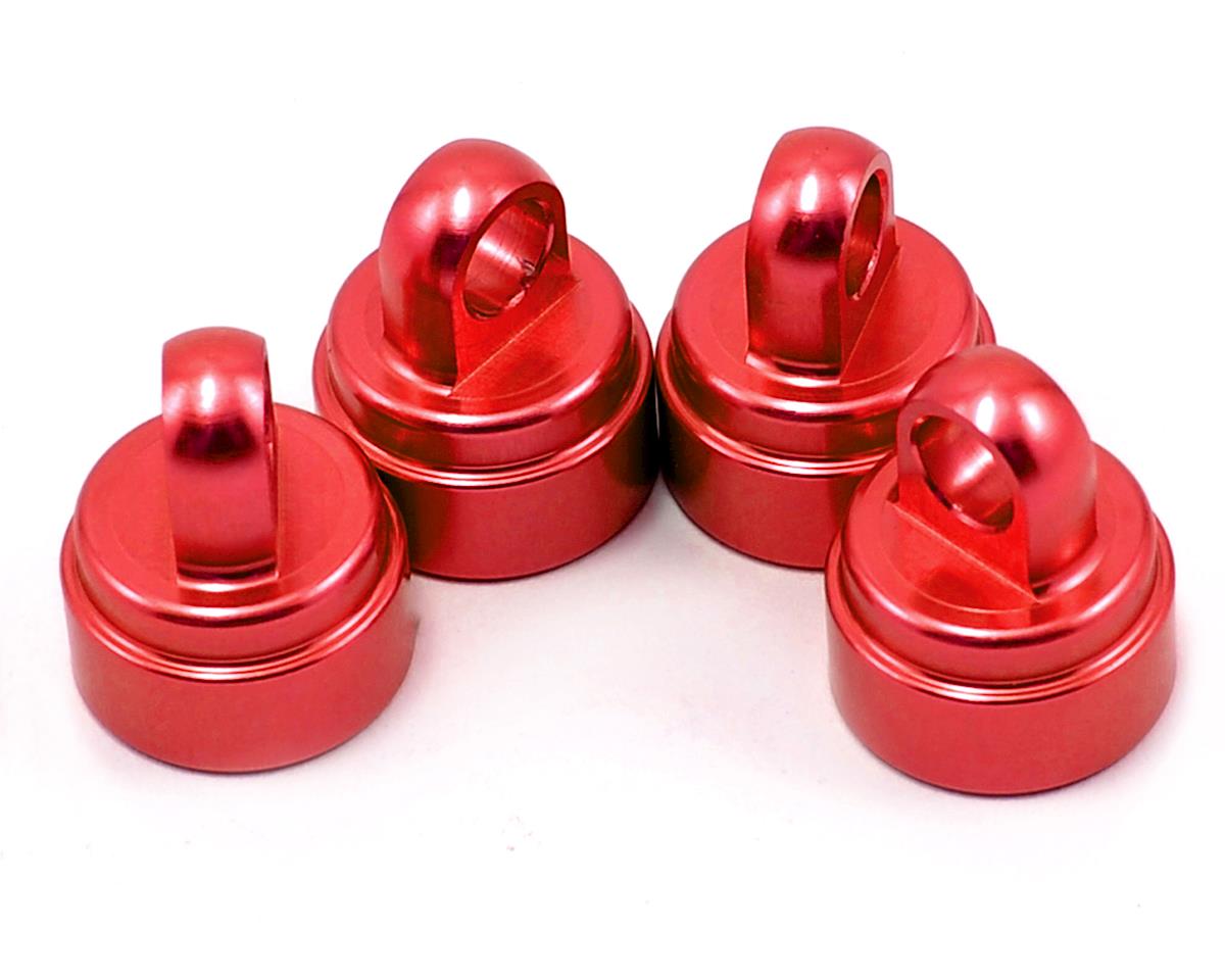 4 Traxxas 3767x Shock caps aluminum red-anodized fits all Ultra Shocks TRA1 