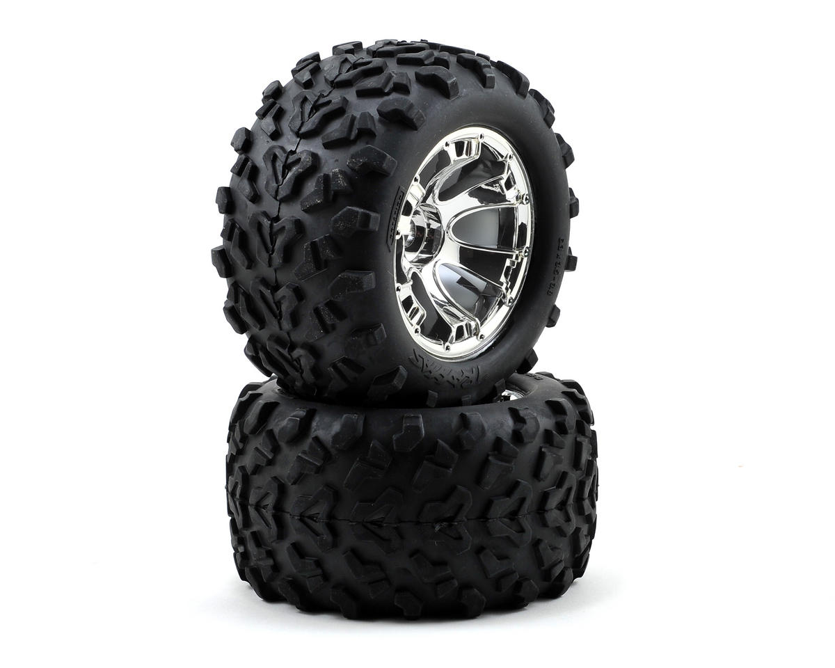 Maxx Pre-Mounted Tires w/17mm Geode Wheels (2) (Chrome) by Traxxas