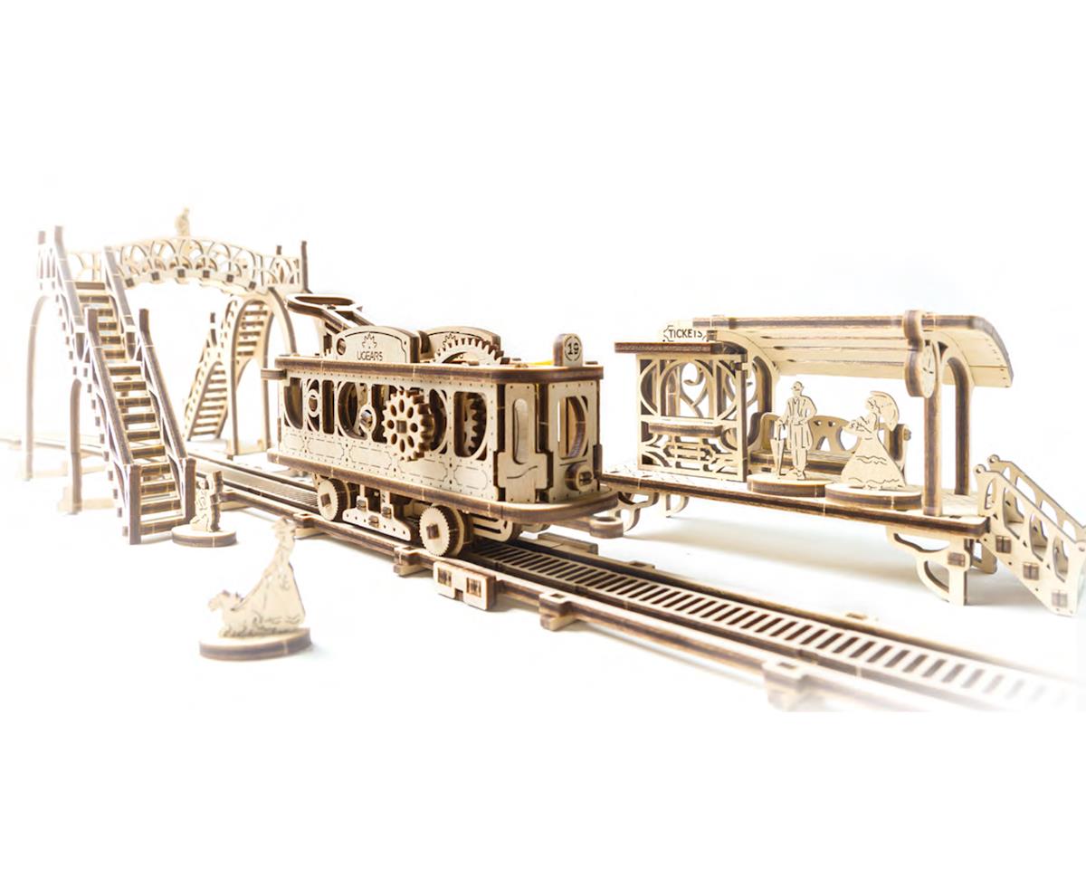 UTG0021 UGears Mechanical Town Tram Line Wooden 3D Model 