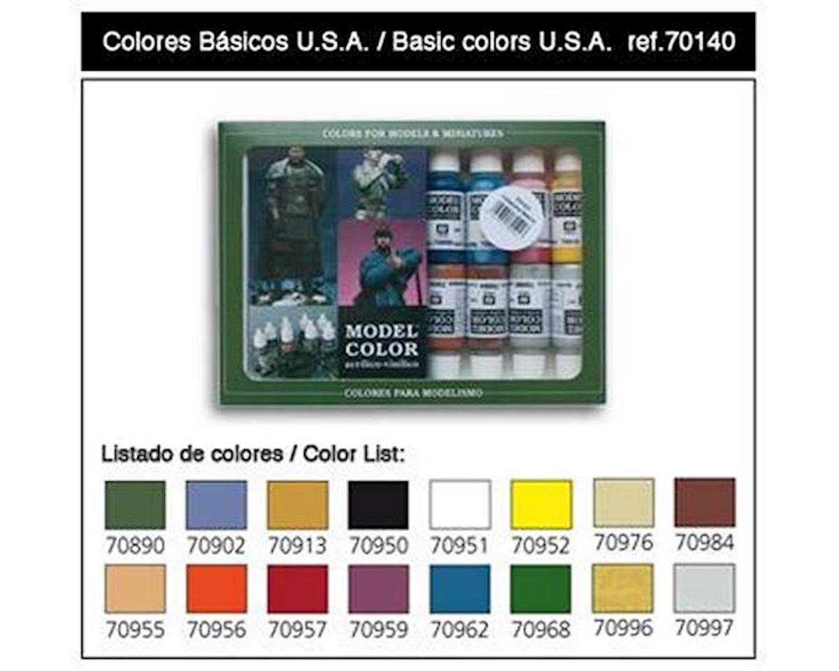 x16 VAL70140 Basic Colors USA - AV Vallejo Model Color Set 