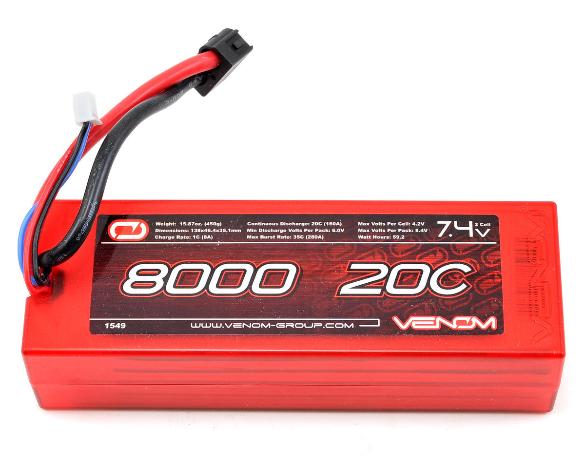 Venom Power 2S LiPo 20C Battery Pack w/Universal Connector (7.4V 