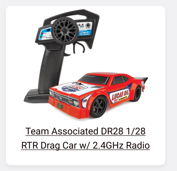 Shop Team Associated DR28 Lucas Oil Edition 1/28 Scale RTR Drag Car w/2.4GHz Radio