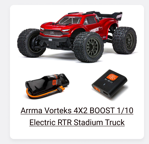 Shop Arrma Vorteks 4X2 BOOST 1/10 Electric RTR Stadium Truck w/SLT2 2.4GHz Radio, Battery & Charger
