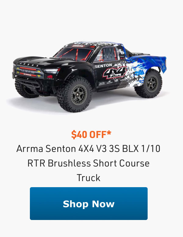 Arrma Senton 4X4 V3 3S BLX 1/10 RTR Brushless Short Course Truck - $40 Off*  $40 OFF* Arrma Senton 4X4 V3 3SBLX 110 RTR Brushless Short Course Truck 