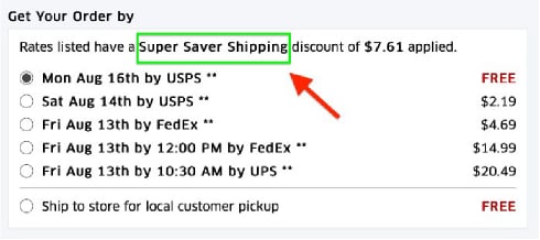 Super Saver Shipping screenshot