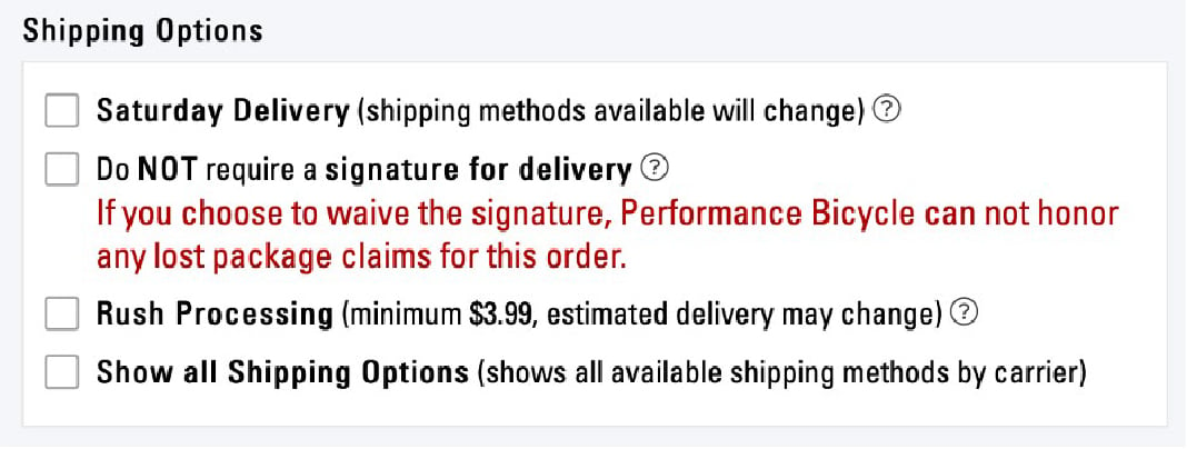 Require a signature delivery box checked